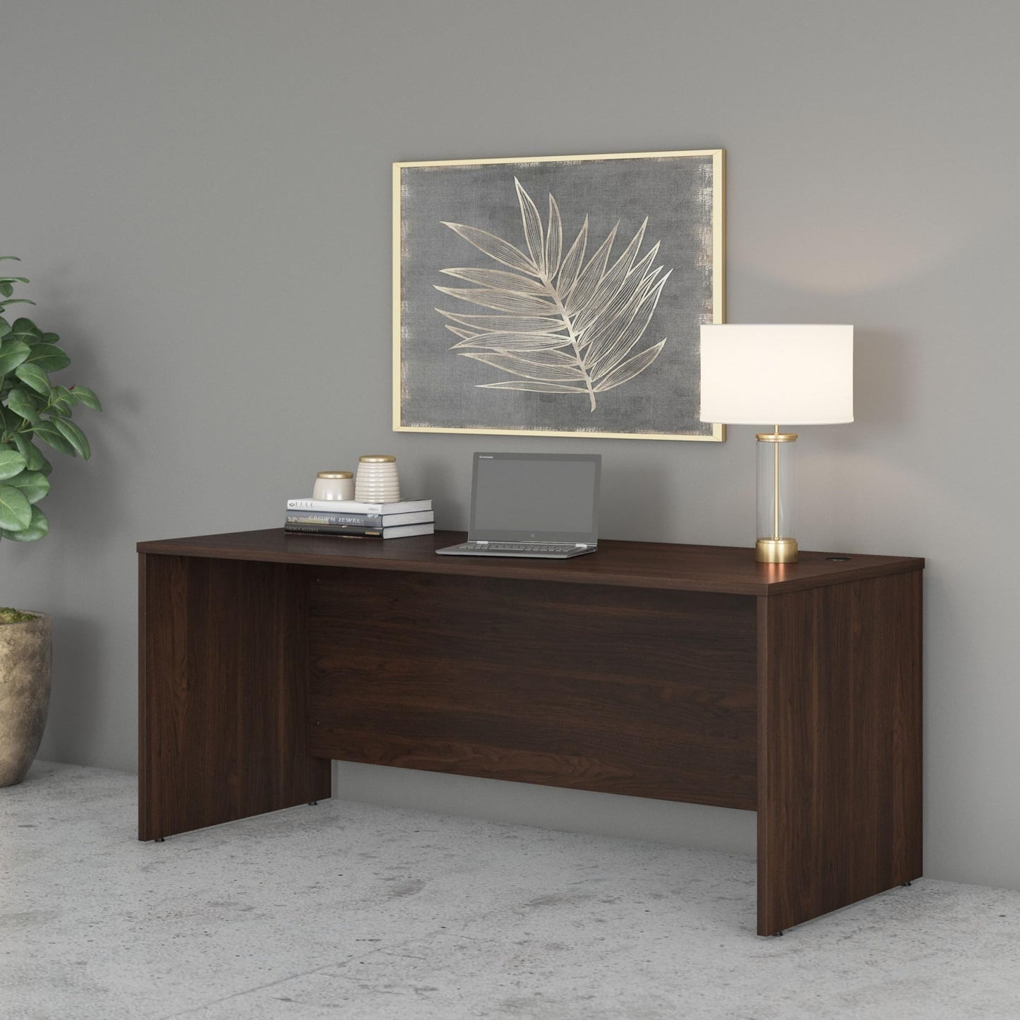 Bush Business Furniture Studio C 72W Computer Desk with Wire Management and Modesty Panel in Black Walnut, Professional Table for Home Office and Corporate Office