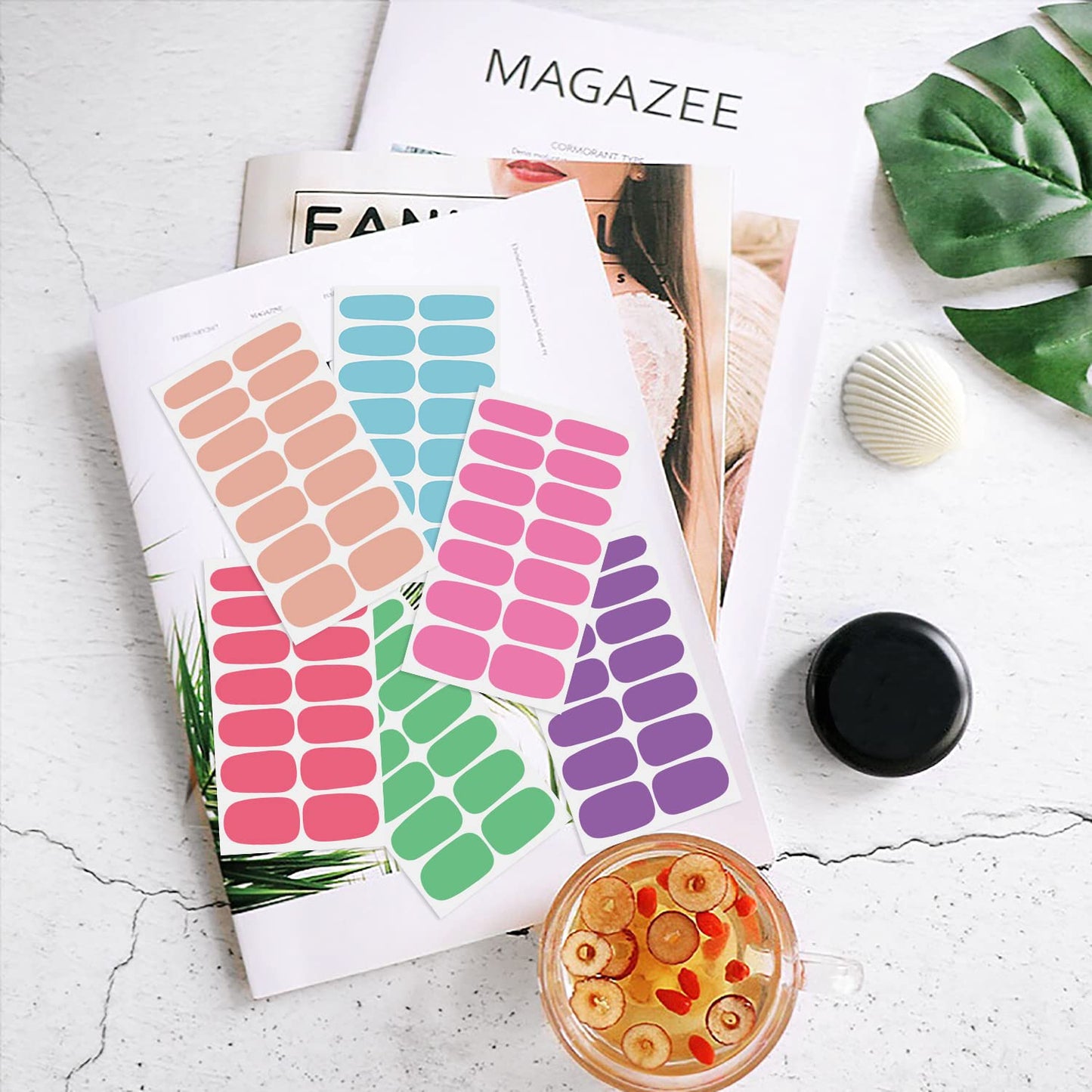 Solid Color Nail Wraps, DANNEASY 24 Sheets Nail Polish Strips Self Adhesive Nail Polish Stickers Gel Nail Strips Fingernails Manicure Stickers for Nail Art with 1pc Nail File, Cuticle Stick
