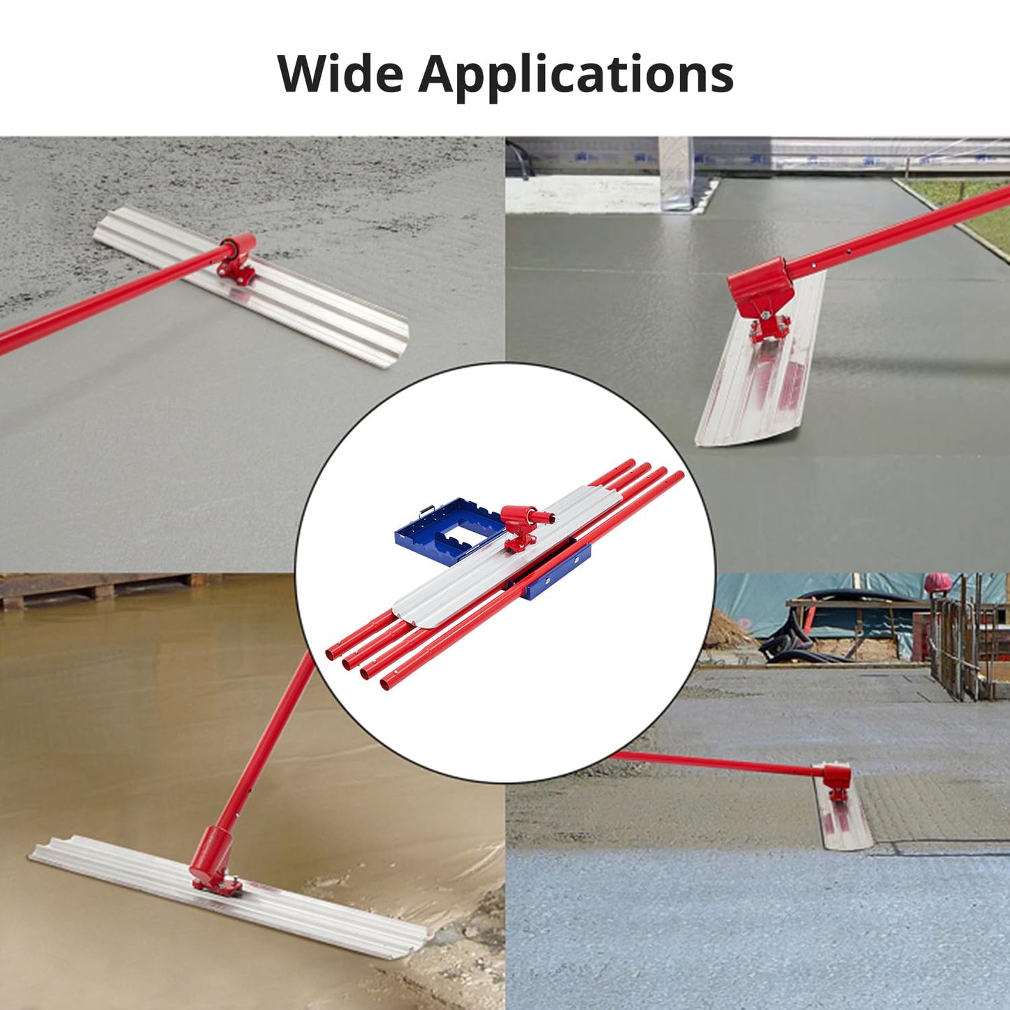 Towallmark 48x8" Magnesium Concrete Bull Float Kit, Professional Round End Cement Finishing Tool with 4 Adjustable Handles 6ft & Metal Storage Case, Aluminum Alloy for Smooth Efficient Leveling