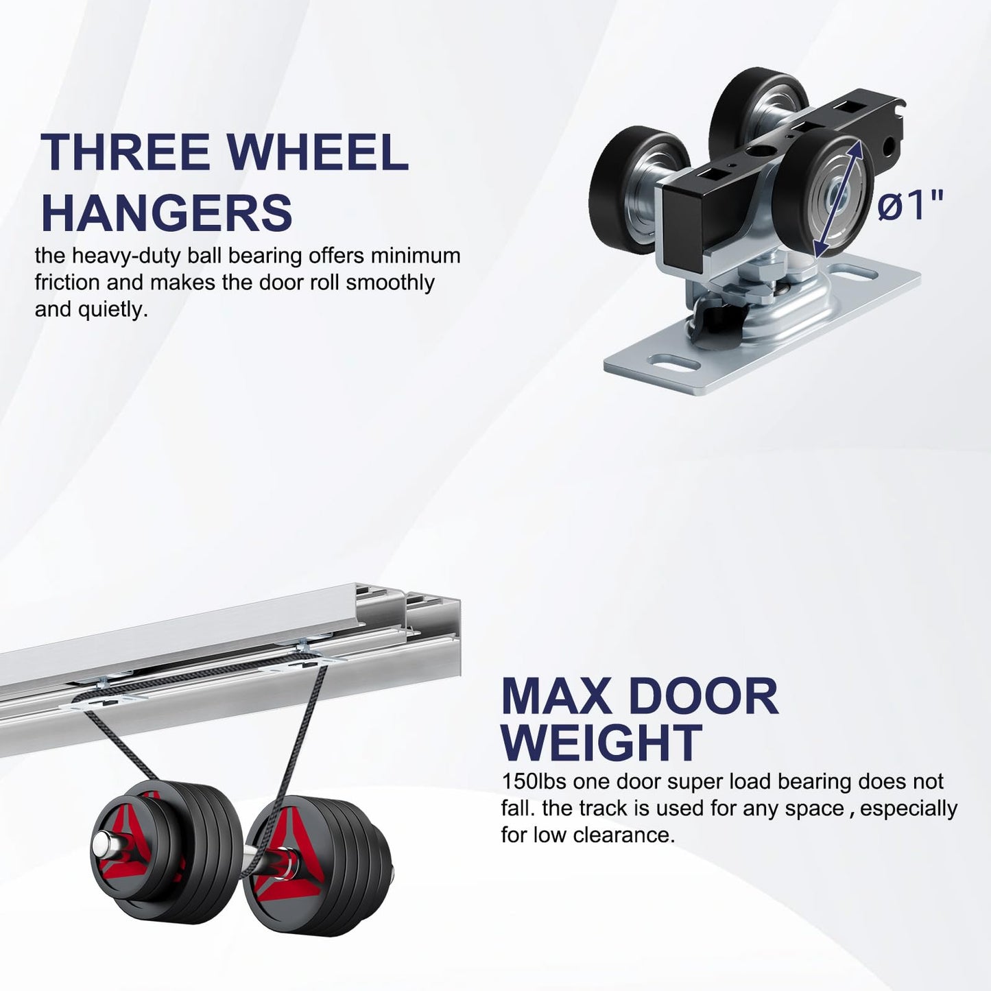 COSHOMER 6FT Bypass Door Hardware, Closet Door Track Kit, Top-Mounted Style, Made of Heavy Duty Aluminum, Smoothly and Quietly, for 2 Doors System - Fit Min Door Panel Width of 36.5in, Silver
