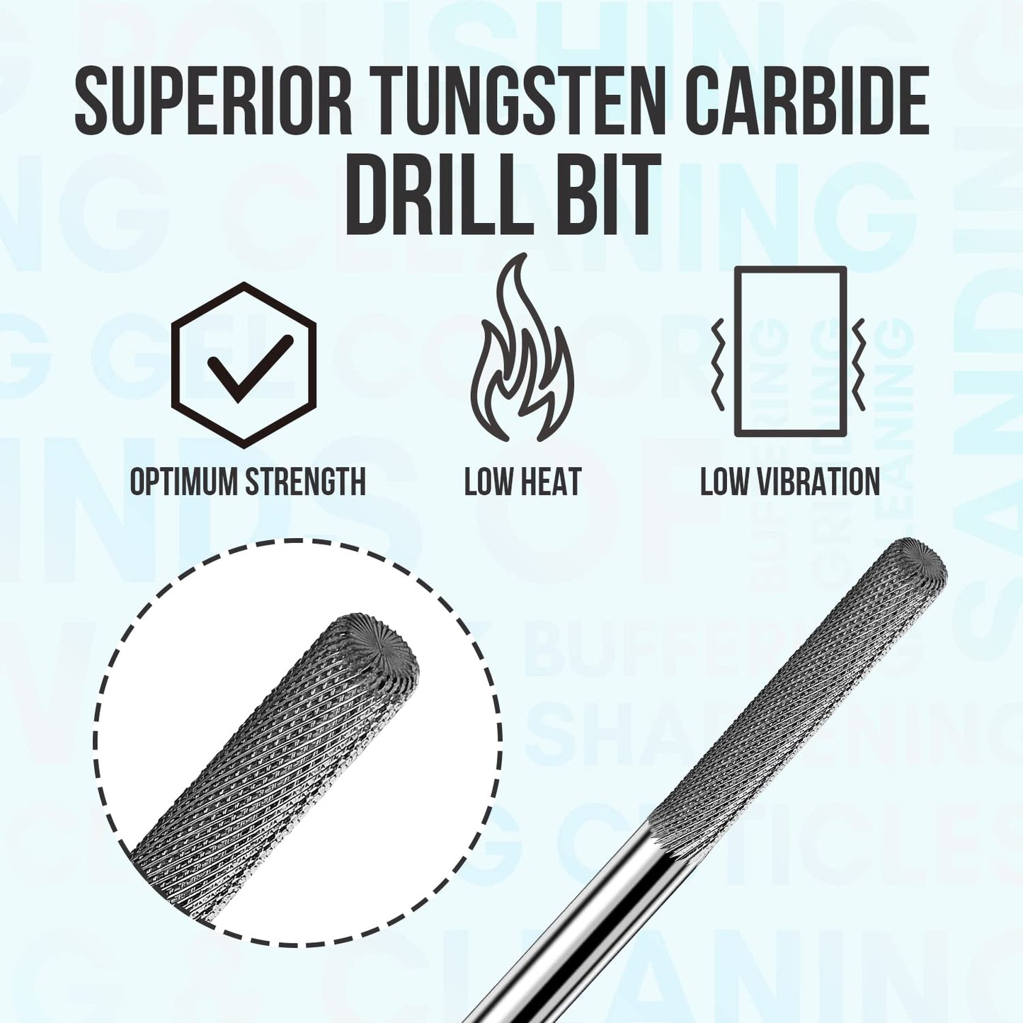 Makartt Cuticle Nail Drill Bit Safety Tungsten Carbide Cuticle Remover Drill Bit Bundle With Nail Buffer Block 10pcs Nail Buffer and Shine Kit Nail Shine Buffer