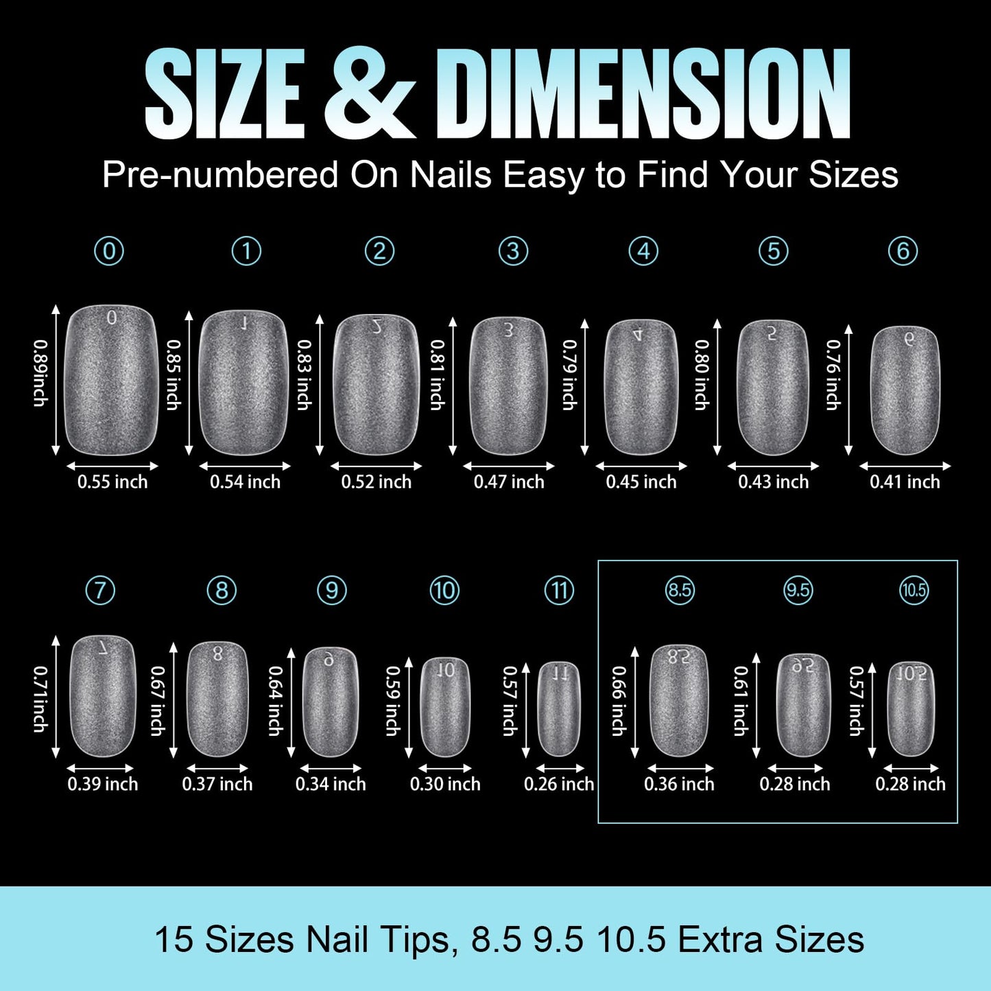 TOMICCA Short Oval Gel Tips, Oval Gel Nail Tips, No File Full Cover Press On Nails, Double Sided Matte Nail Tips, 360Pcs 15 Sizes Professional Nail Salon Manicure at Home for Girls and Women