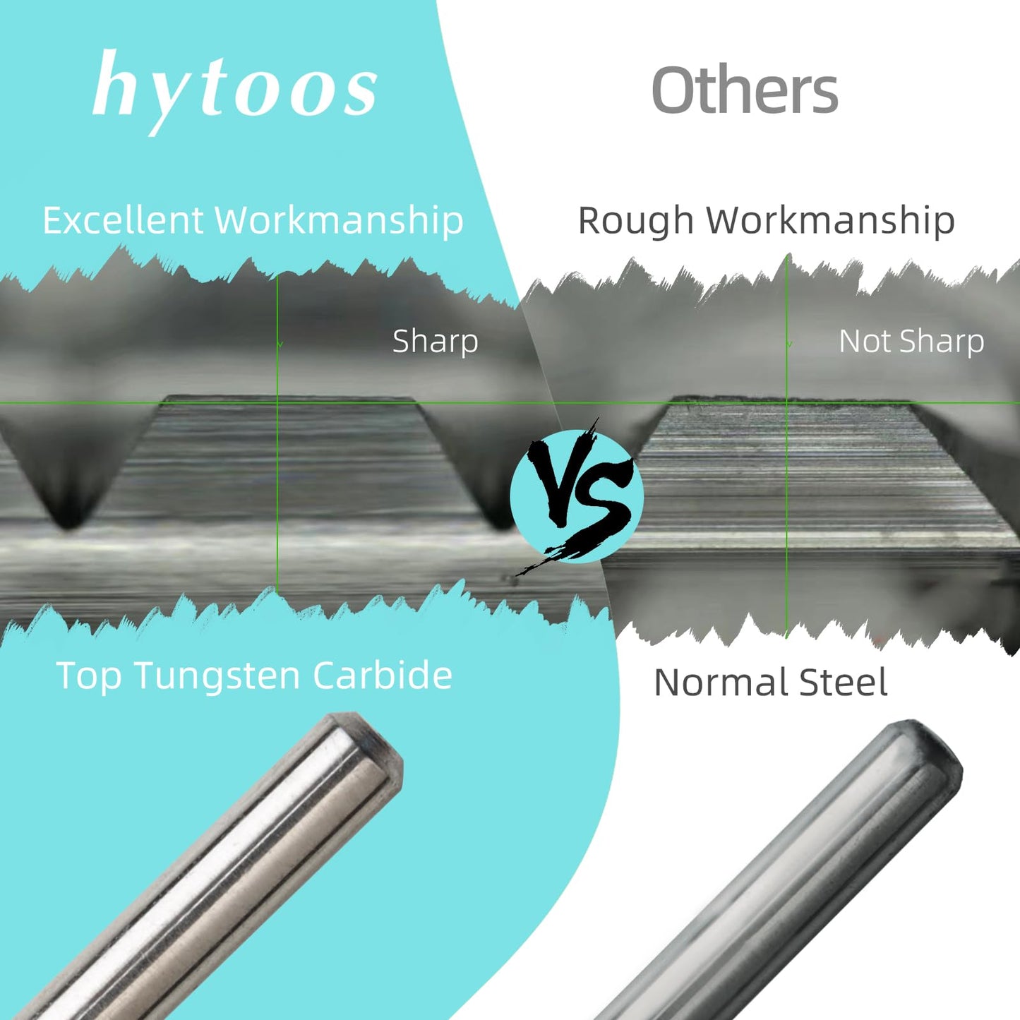 HYTOOS Flat Top 5 in 1 Nail Drill Bit Professional Tungsten Carbide Cross Tapered Nail Bits 3/32" 2 Way Electric File Nail Drill Accessories Manicure Gel Polish Removal Tool F