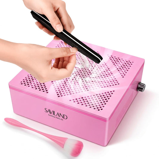 SAVILAND Nail Dust Collector, 60W Powerful Nail Vacuum Dust Collector with Brush, Compact Electric Dust Suction Machine with Reusable Filter Manicure Tool for Acrylic Nail Gel Polishing,Salon & Home