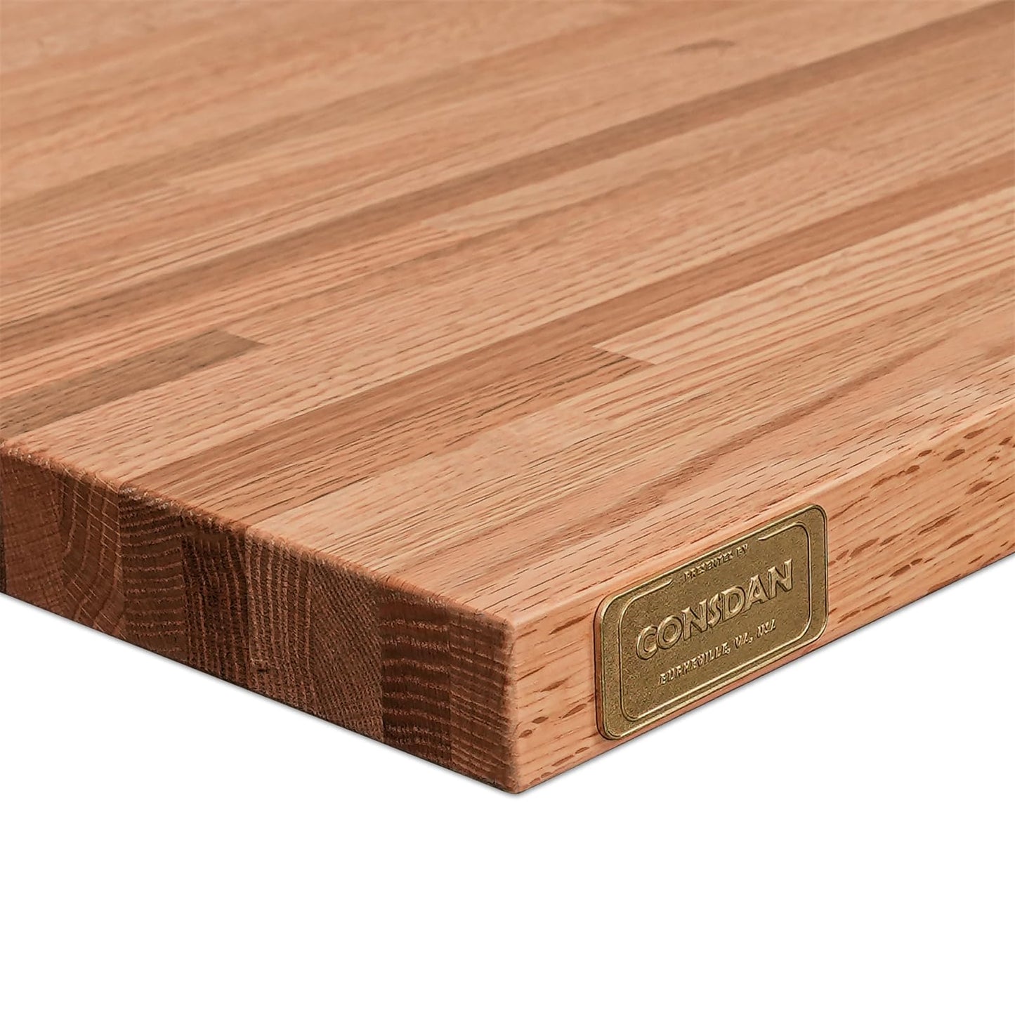 CONSDAN Butcher Block Counter Top, USA Grown Oak Solid Hardwood Countertop, Wood Slabs for Kitchen, Reversible, Both Side Polished, Prefinished with Food-safe Oil, 1.5" Thickness, 60" L x 25" W
