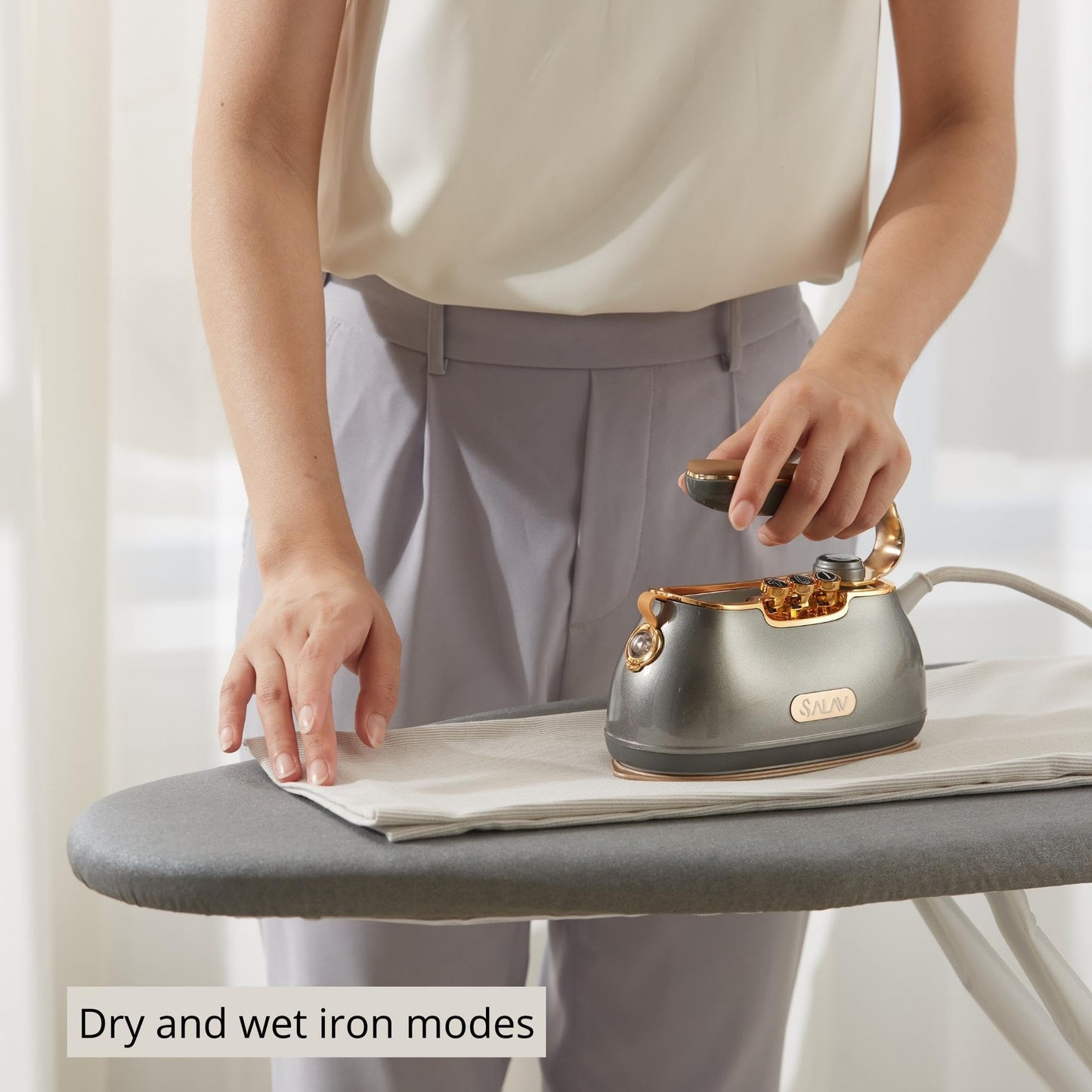 SALAV Retro Edition Steamer and Iron and Fabric Shaver and Lint Roller Bundle, Titanium