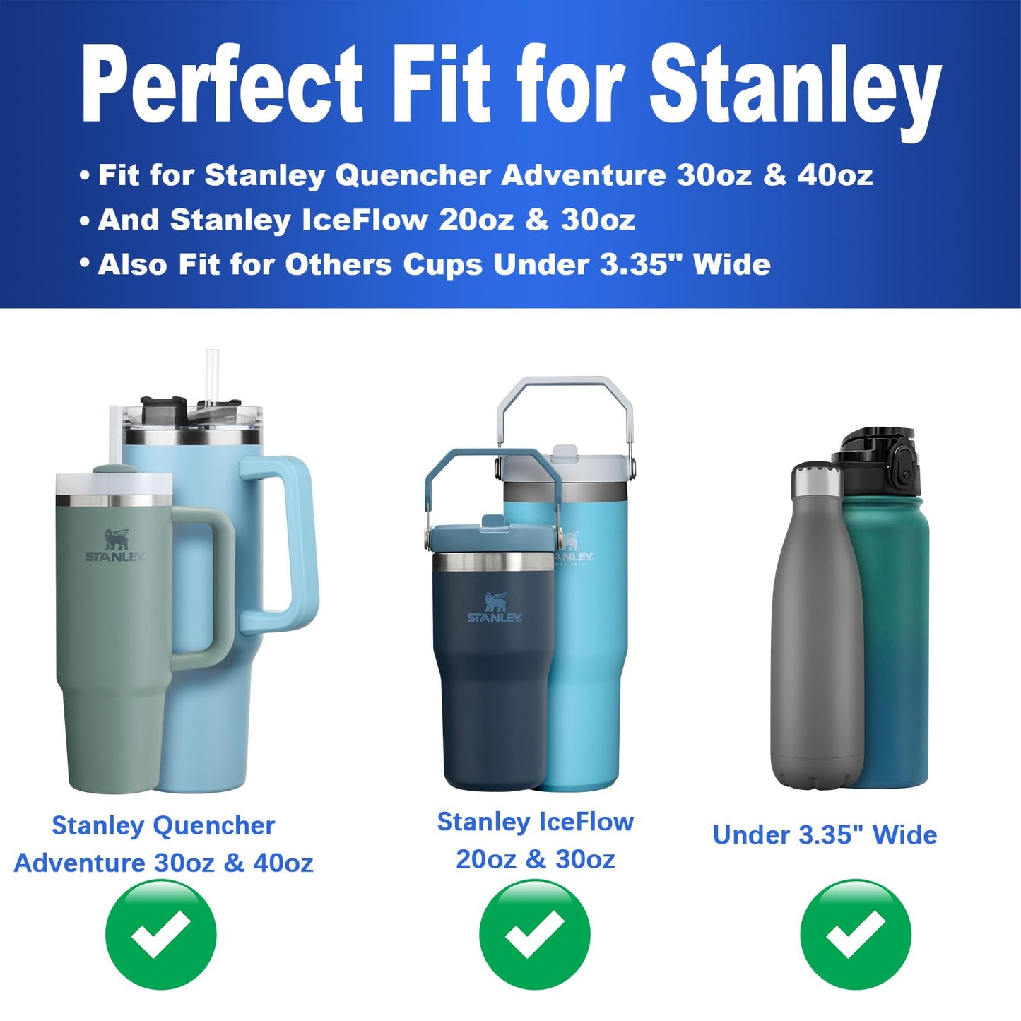 Cup Drink Holder for Stanley 30/40oz Tumbler with Handle & IceFlow 20/30oz, Drink Coaster with Anti-Slip, Anti-Spill Table and Desk Cup Holder Fits Most Water Bottles Under 3.35"(Not Include Cup)