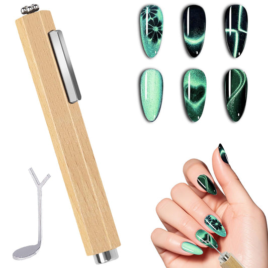 ZIRATONES 3 in 1 Nail Magnet with Heart Shaped Cat-Eye Tool, Multifunctional Cat Eye Gel Nail Polish Magnet Pen, 3D Magnetic Nail Polish Stick for Home DIY, Salon, Studio, Nail Art Design Tools