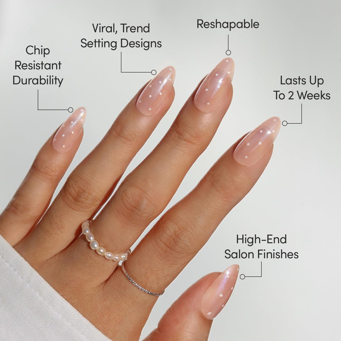 Glamnetic Press-On Nails Bundle - Sugar Glazed & Frosted Chai | Medium Oval Fake Nails with Polka Dots & a Glazed Finish | Medium Almond Glazed Ombré False Nails | Durable, Salon-Quality Nail Kits