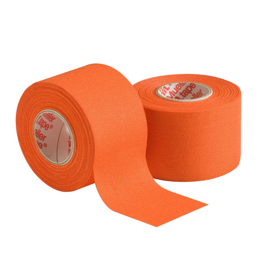 MUELLER Sports Medicine MTape Rolls, Quality Athletic Tape, Easy to Tear for Fast & Effective Taping, 1.5" x 10 Yards Per Roll, 2 Rolls, Orange