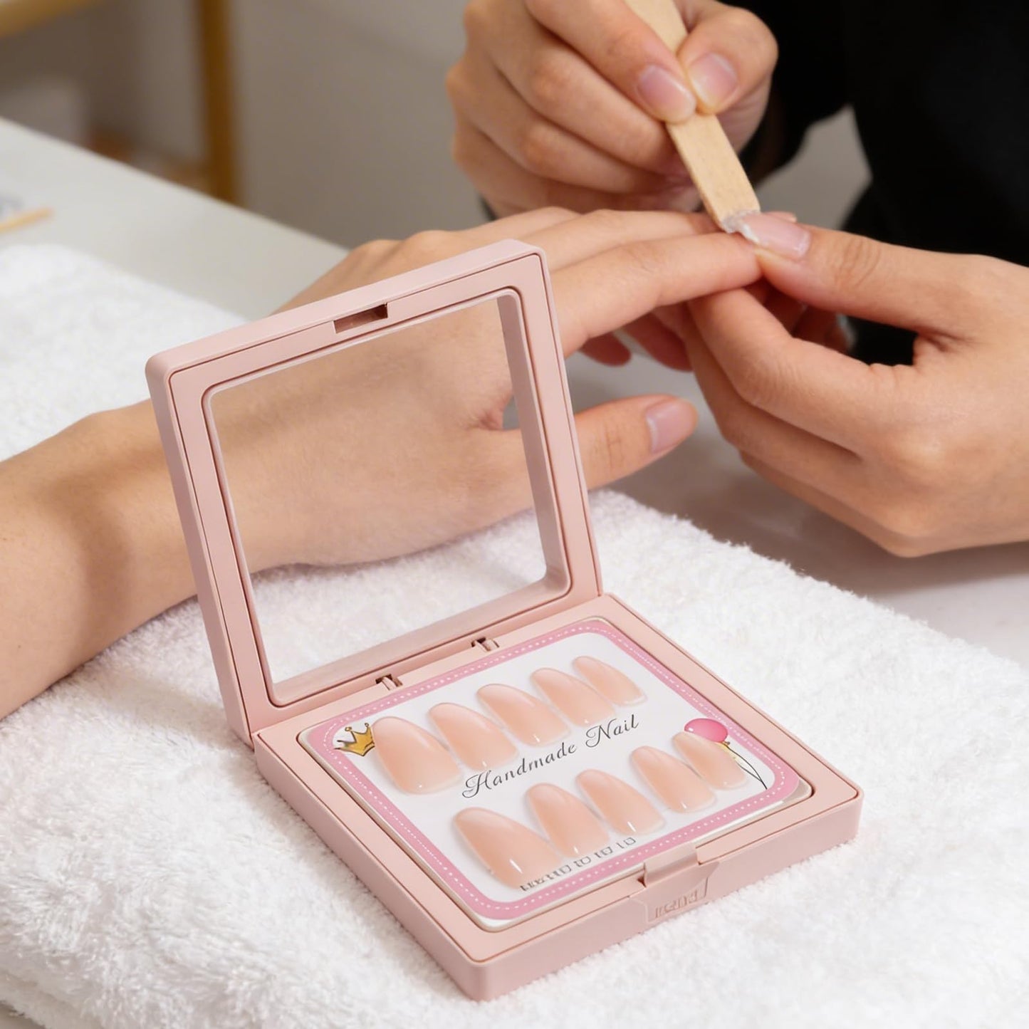 30 Sets Nail Packaging for Press Ons, Clear Acrylic Nail Kit Display Boxes with Cards and Tape, Nail Boxes for Press Ons Storage Organizer, Turban for Men Not Included (Pink)