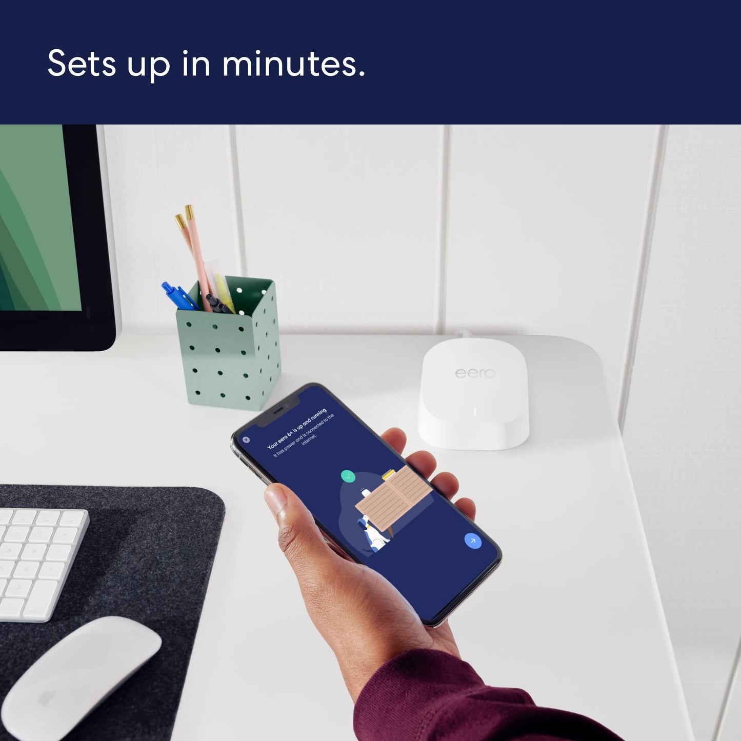 Amazon eero 6+ mesh wifi system - Supports internet plans up to a Gigabit, Coverage up to 4,500 sq. ft., Connect 75+ devices, 3-pack