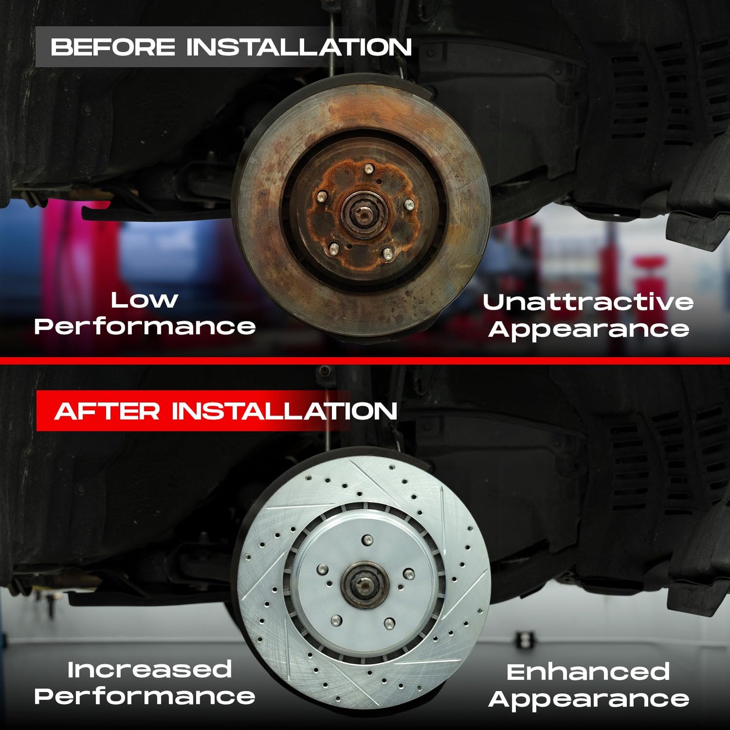 R1 Concepts Front and Rear Brake Kit For 2009-2014 Acura TSX, 2008-2012 Honda Accord EX, EX-L Coupe & Sedan| Drilled Slotted Brake Rotors| Ceramic Brake Pads and Rotors Kit| Hardware included
