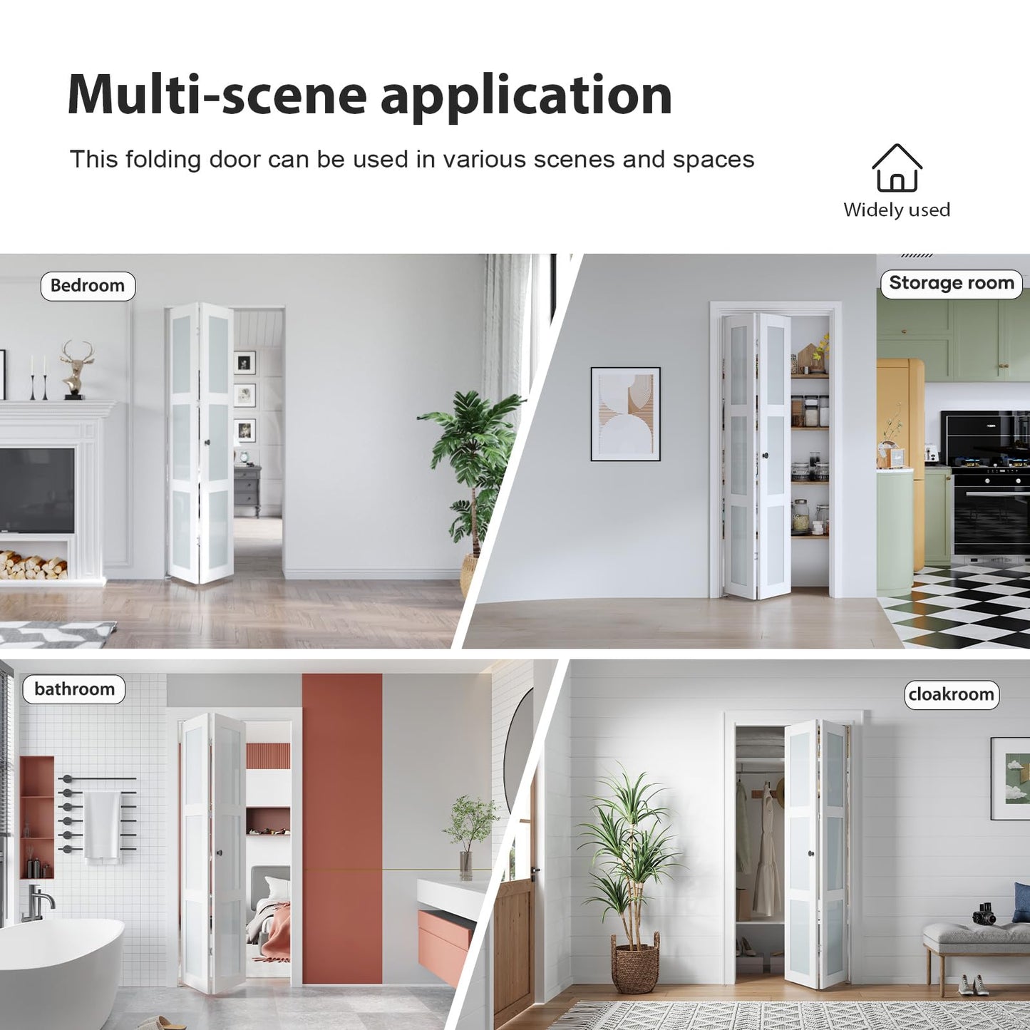 EaseLife Preassembled Bi-Fold Doors, for 36"x 80" Opening,Tempered Frosted Glass Closet Folding Barn Door with Concealed Hardware Kit,MDF Wood Panel,Water-Proof PVC Surface,Easy Installation