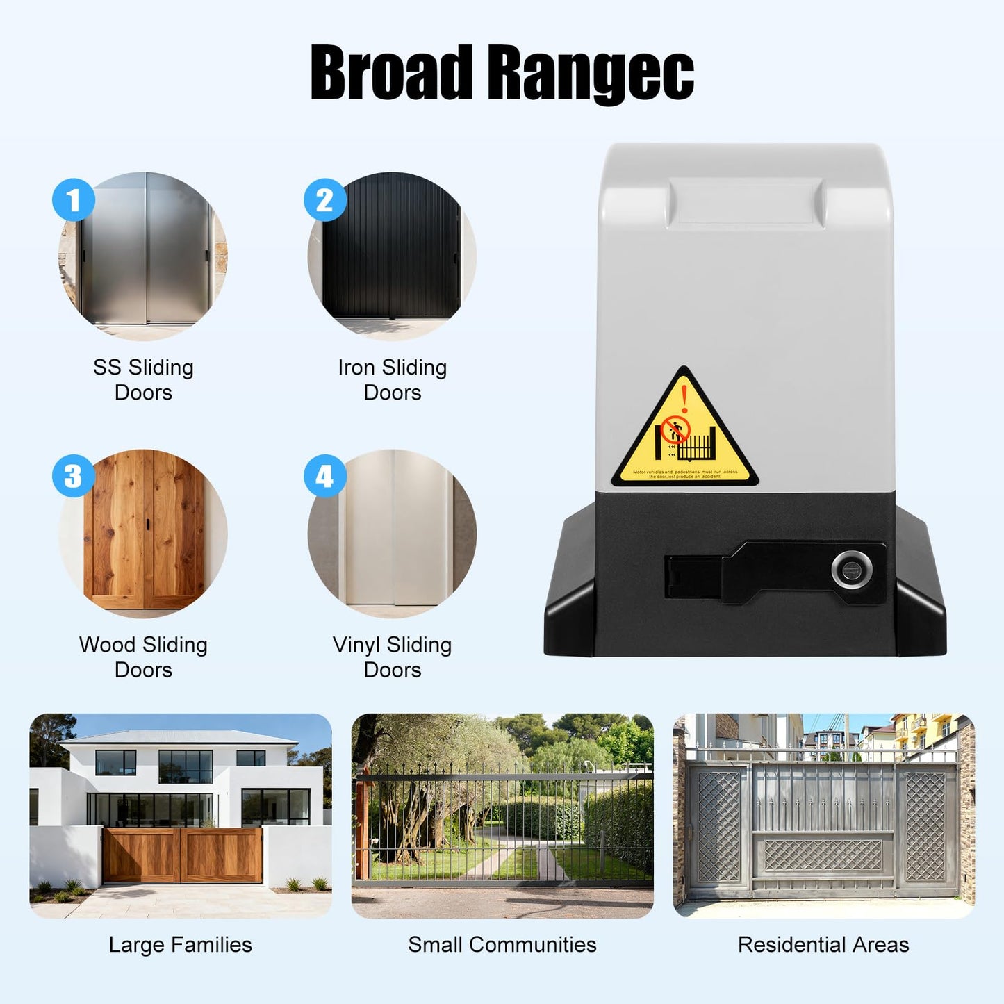 HZOPUTLH 3968lbs Sliding Gate Opener, 750W Automatic Sliding Gate Opener with 2 Remote Controls, Electric Remote Door Opener Kit for Sliding Gates Up to 40 Feet for Courtyard Farm School