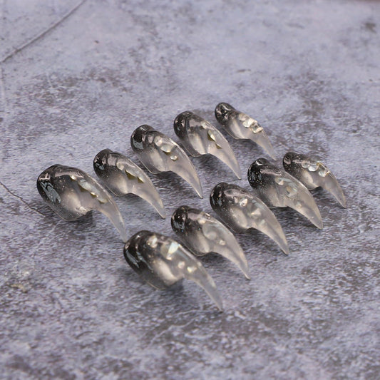 Handmade Press on Nails Halloween Goth Fake Nails with Extra Curved Eagle Claw Designs Luxury Silver Glitter False Nail Art Thickened Muti-Layer Gel Long Curved Press on Nail for Women (Size M)