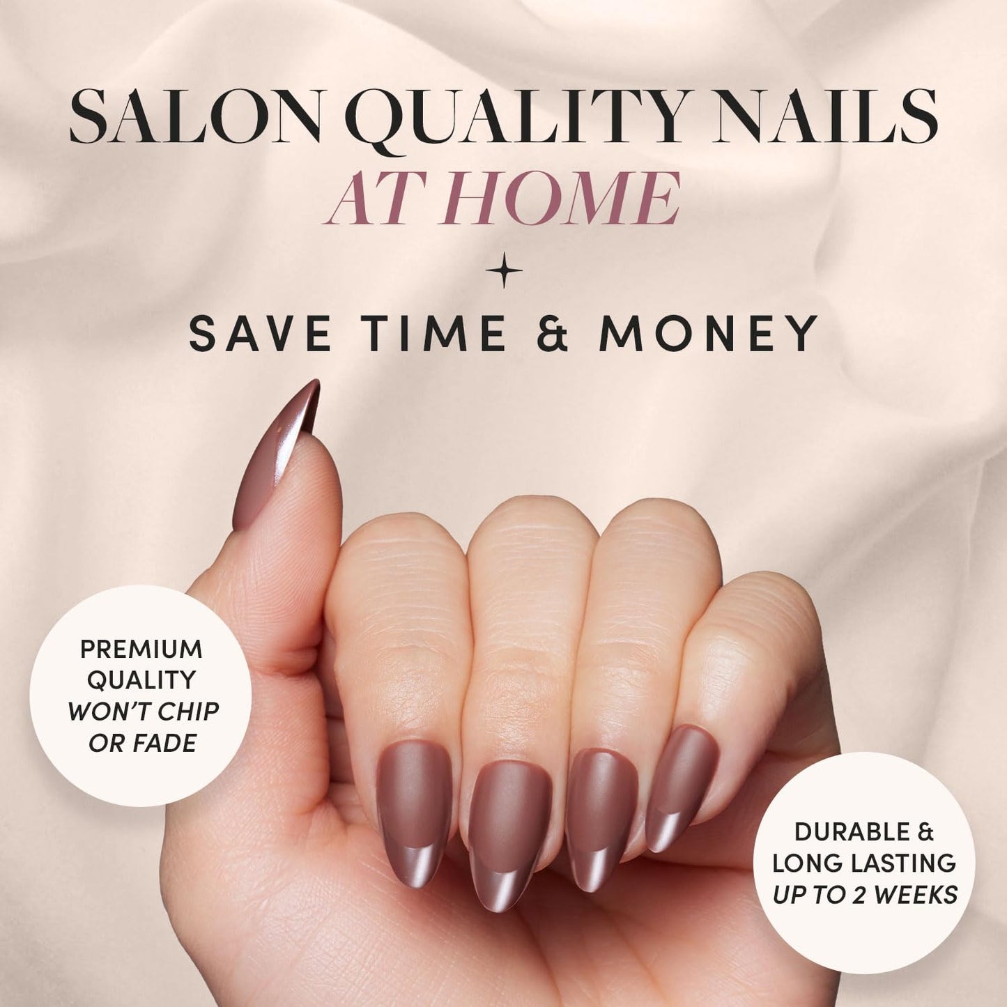 Glamnetic Press-On Nails Bundle - Terra & Merlot | Matte Short Almond Brown Nails with Glossy French Tips | Matte Short Almond Dark Red Nails with Glossy French Tips | Reusable, Salon-Quality Nail Kit