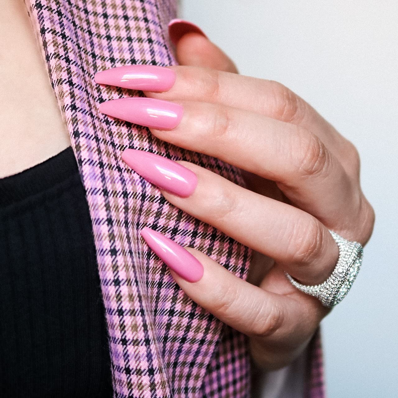Allkem Mauve Press on Nails | Glossy Long coffin | 10 sizes - 20 pcs Ballerina Nail kit with Glue