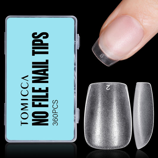 TOMICCA Extra Short Coffin Nail Tips, 360Pcs Extra Short Gel Tips Full Matte Soft Nails Tips, Fake Acrylic Coffin Nail Tips for Dip Powder Gel Polish 15 Sizes