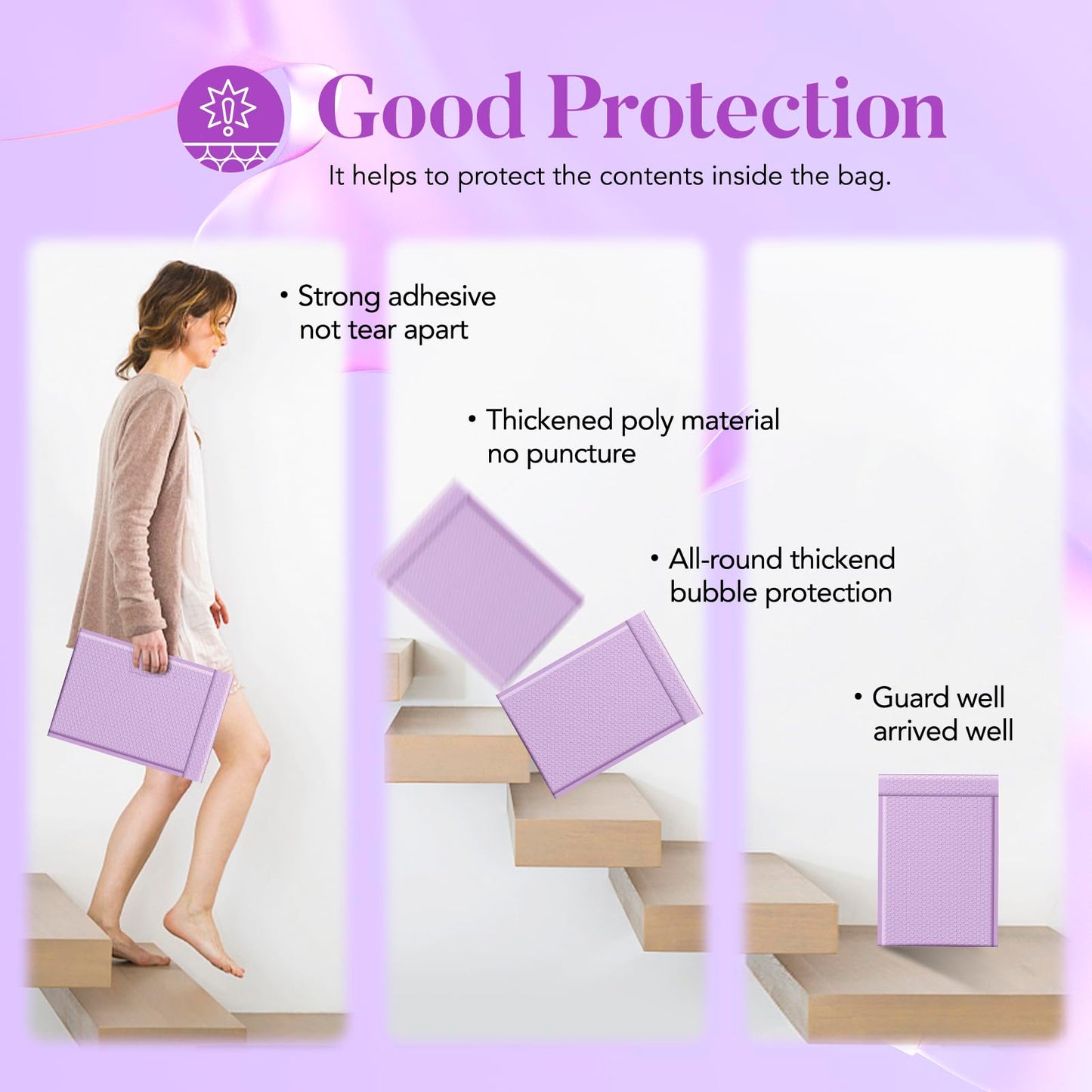 Fuxury Large Bubble Mailers 10.5x16" 40 Pack Self Seal Padded Envelopes Waterproof Mailing Envelopes Bubble Padded Mailers for Packaging, Small Business #5 Lavender