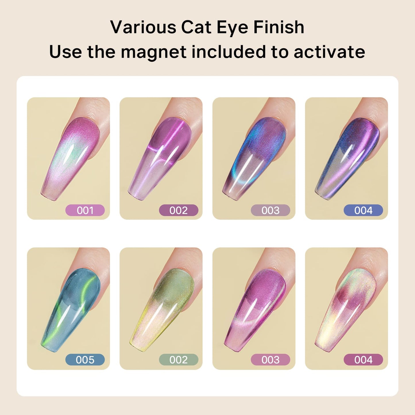 MIZHSE Cat Eye Gel Nail Polish, Gemstone Series Magnetic Gel Polish Set with Magnet Stick, Colorful Crystal Glassy Cateye Effect Soak Off Nail Art Gift for Women
