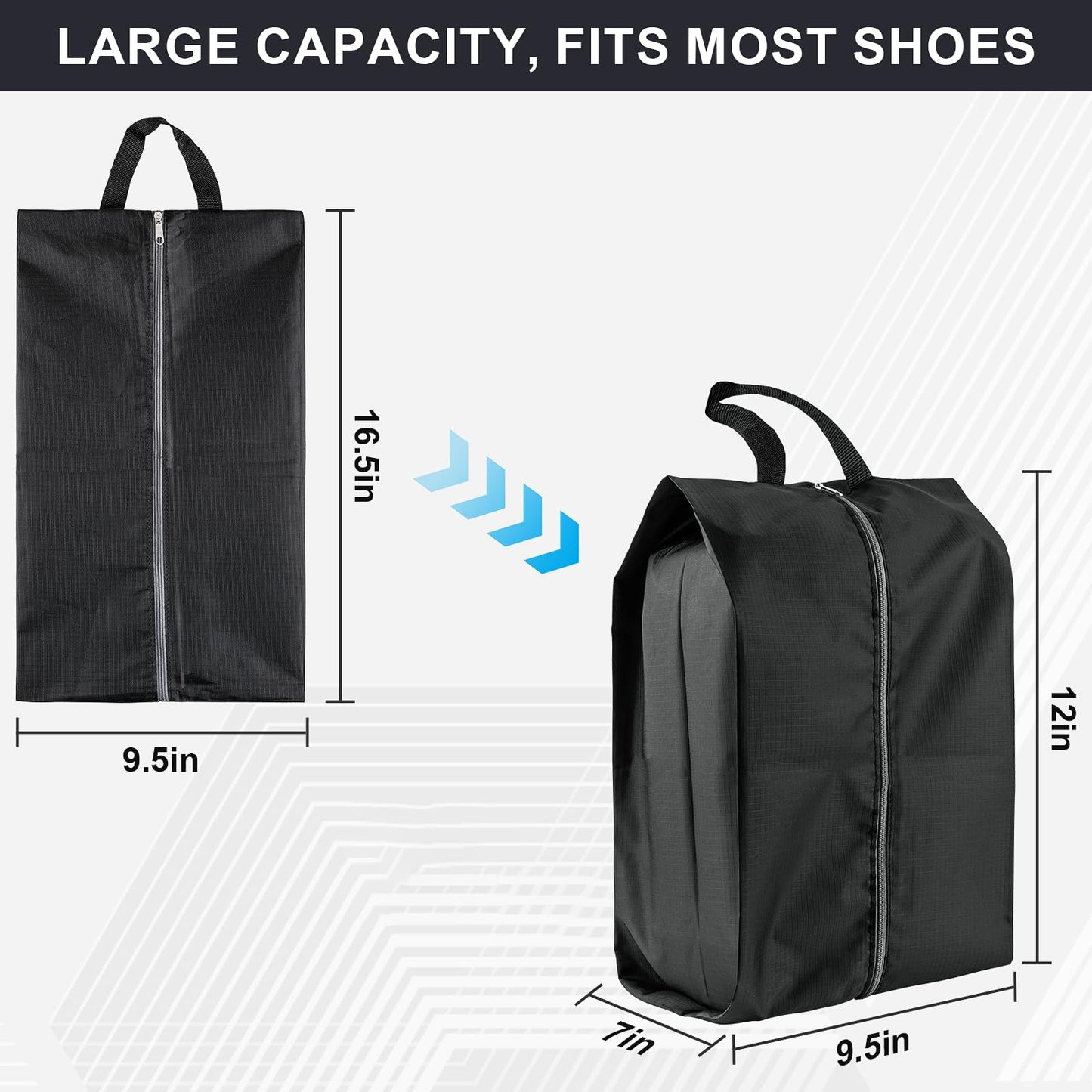 Shoe Bags for Travel, 4 Pack Extra Durable Travel Shoe Bags for Storage and Packing, Reusable Water-proof Shoe Bag with Smooth Zipper, Portable Travel Essentials