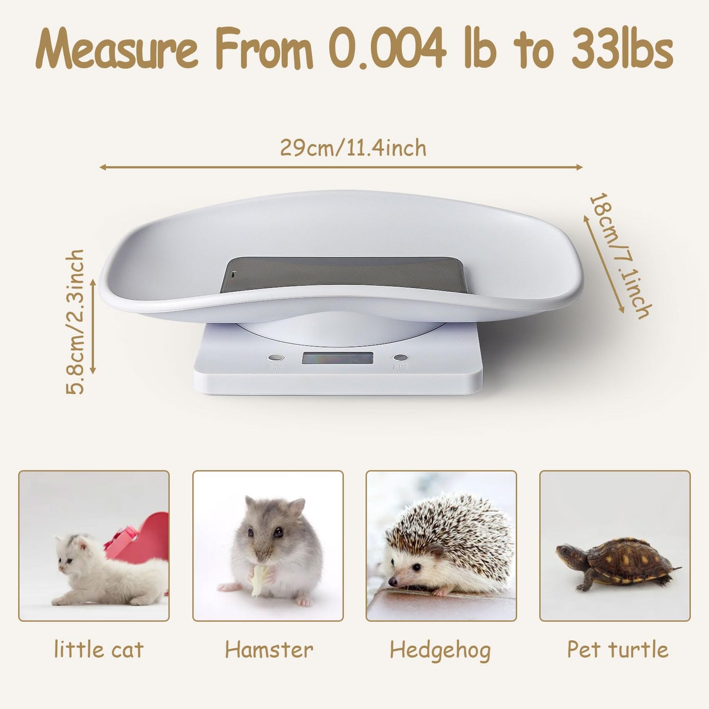 LYTDMSKY Digital Pet Scale, Puppy Scale for Weighing, Puppy Whelping Scale, Newborn Pet Weighing, Accurate Small Animal Scales for Kitten Hedgehog, Multi-Function LCD Scale,Max 33lb, 11.4 inch