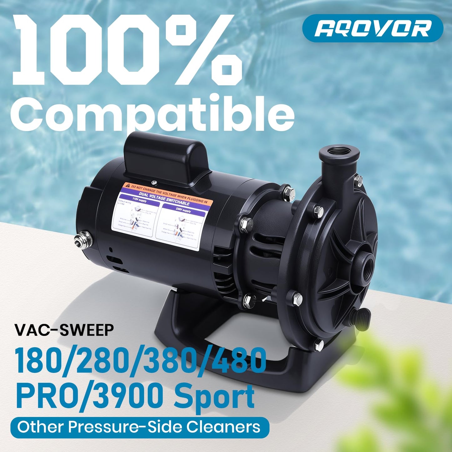 3/4 HP PB4-60 Booster Pump, Replace for polaris PB4-60 Pool Booster Pump, Fit for polaris 180 280 380 480 3900 Pressure Side Pool Cleaners, 115V/230V 60Hz Pure Copper Motor with Hose & Fittings