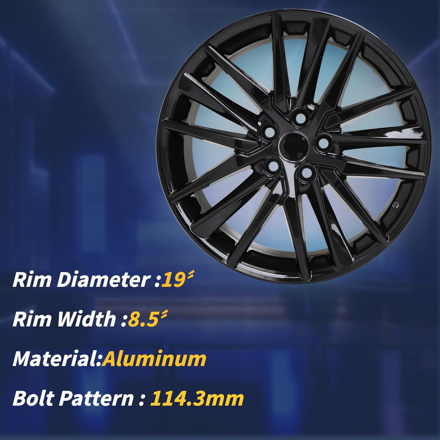 LUNEGUE 19x8inch 19 Inch 19“ Premium Aluminum Alloy Wheel Rim Compatible with Toyota Camry XSE 2021 2022 2023 2024, ALY75222U46N, OE Stock Specs, Gloss Black