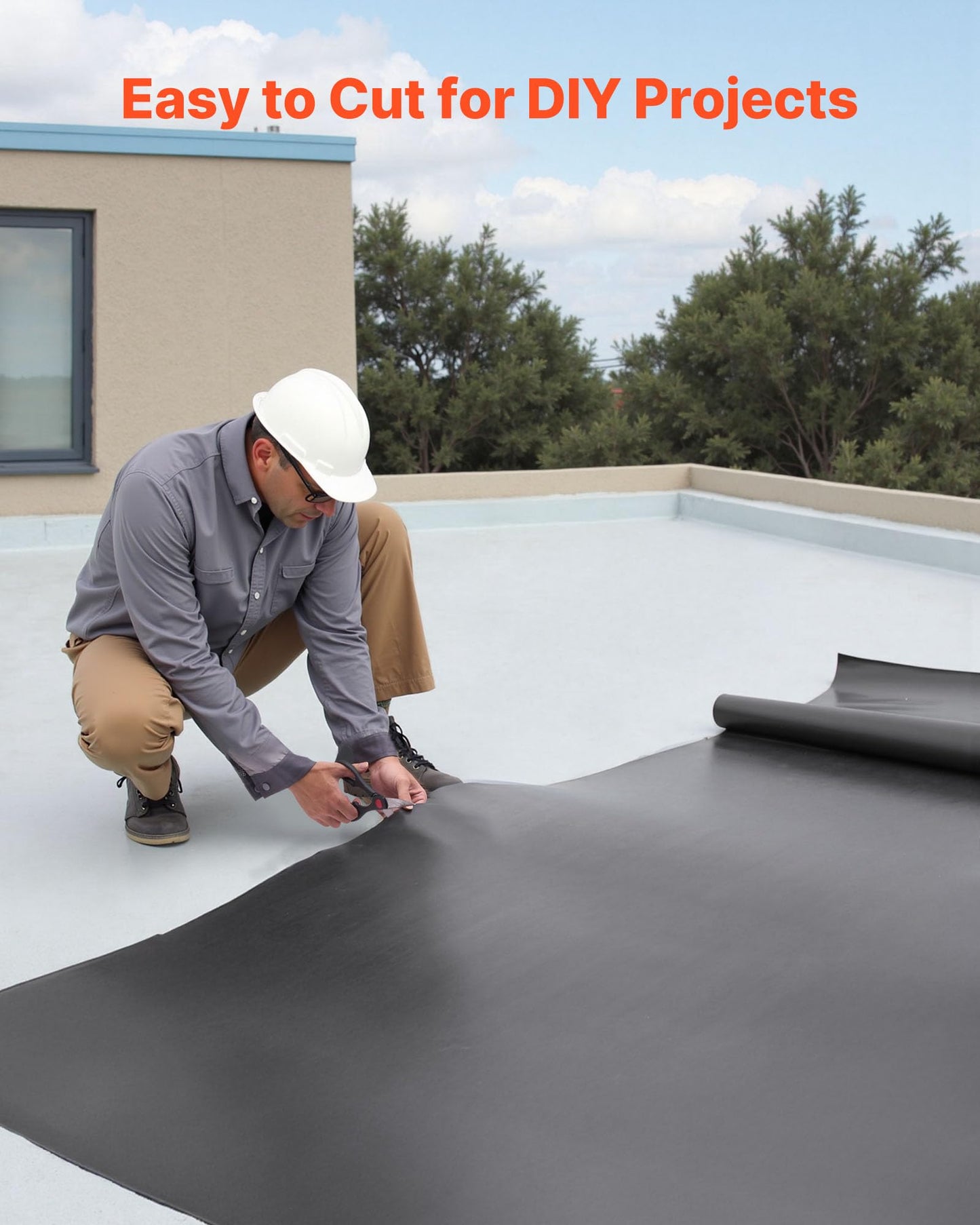 VEVOR Roll Roofing, 15 x 25 ft, 45 mil EPDM Rubber Roofing, Long Lifespan & Weather-Resistant, Withstands Harsh Temperatures, Flexible & Easy Installation, Roof Underlayment for RVs, Roofs, Ponds
