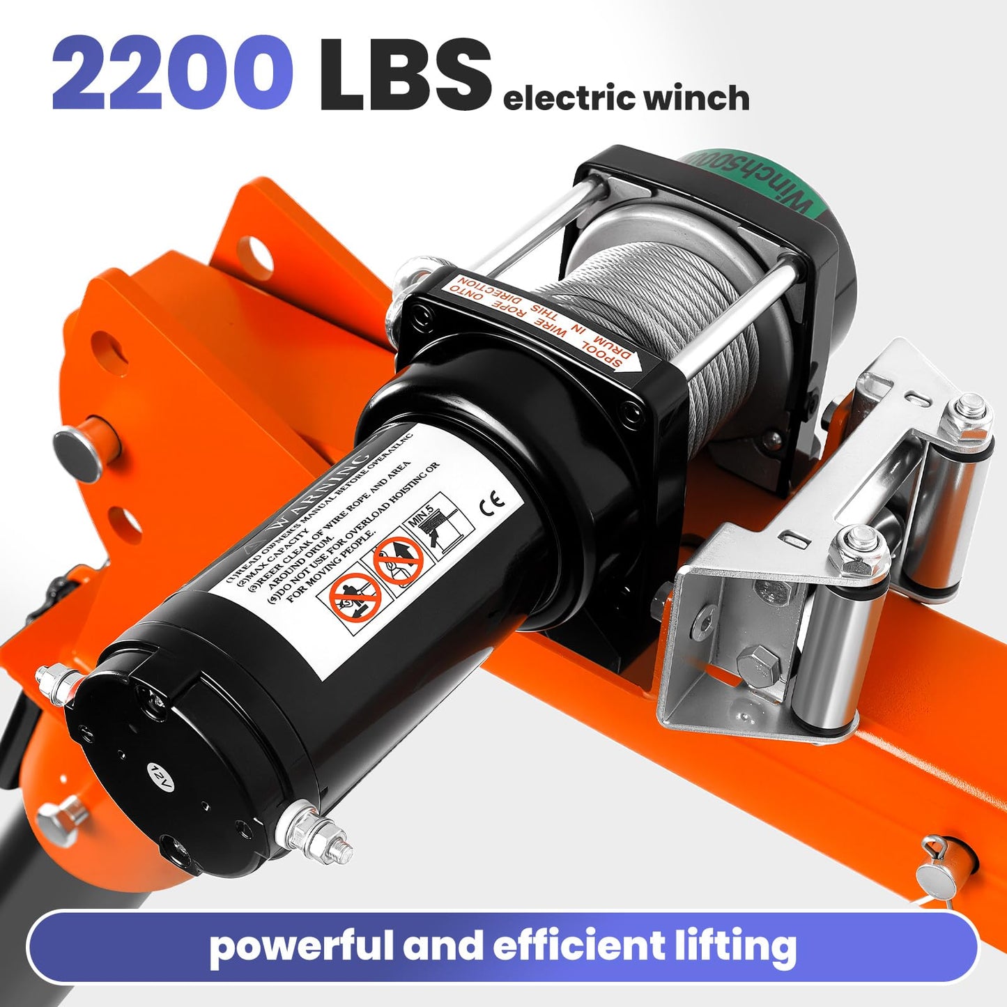 Electric Pickup Truck Jib Crane, 1300lbs Load Capacity, Industrial Folding Hoist Truck Crane with Electric Winch 2200 Lbs, 360° Swivel for Truck Crane in Construction, Factory