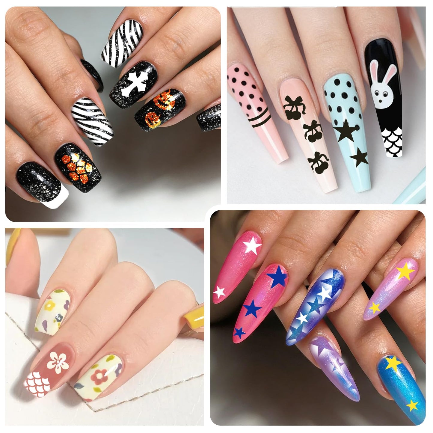 Nail Art Pen Stencil Sets, 24 Colors Double-Ended Nail Art Makers+ 14 Sheets Nail Stencils, Quick-drying Nail Art Tool for Women & Girl Brush Dotting Liner DIY Nails Art Design, Home & Salon Use