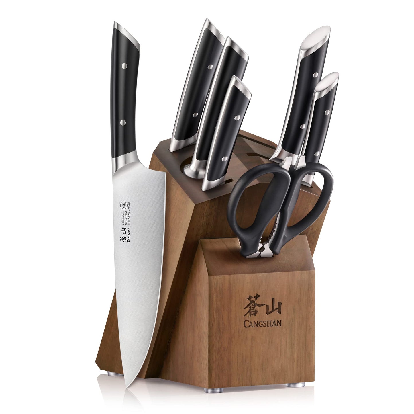 Cangshan HELENA Series German Steel Forged Knife Block Set (8-Piece, Black)