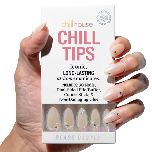 Chillhouse - Chill Tips, Press on Nails Kit - Glass Castle (Oval) - 30 Nail Shapes & Sizes - Up to 2 Weeks of Wear - Customizable Fit - Reusable - Latina Founded & Women Owned - Beauty & Self Care