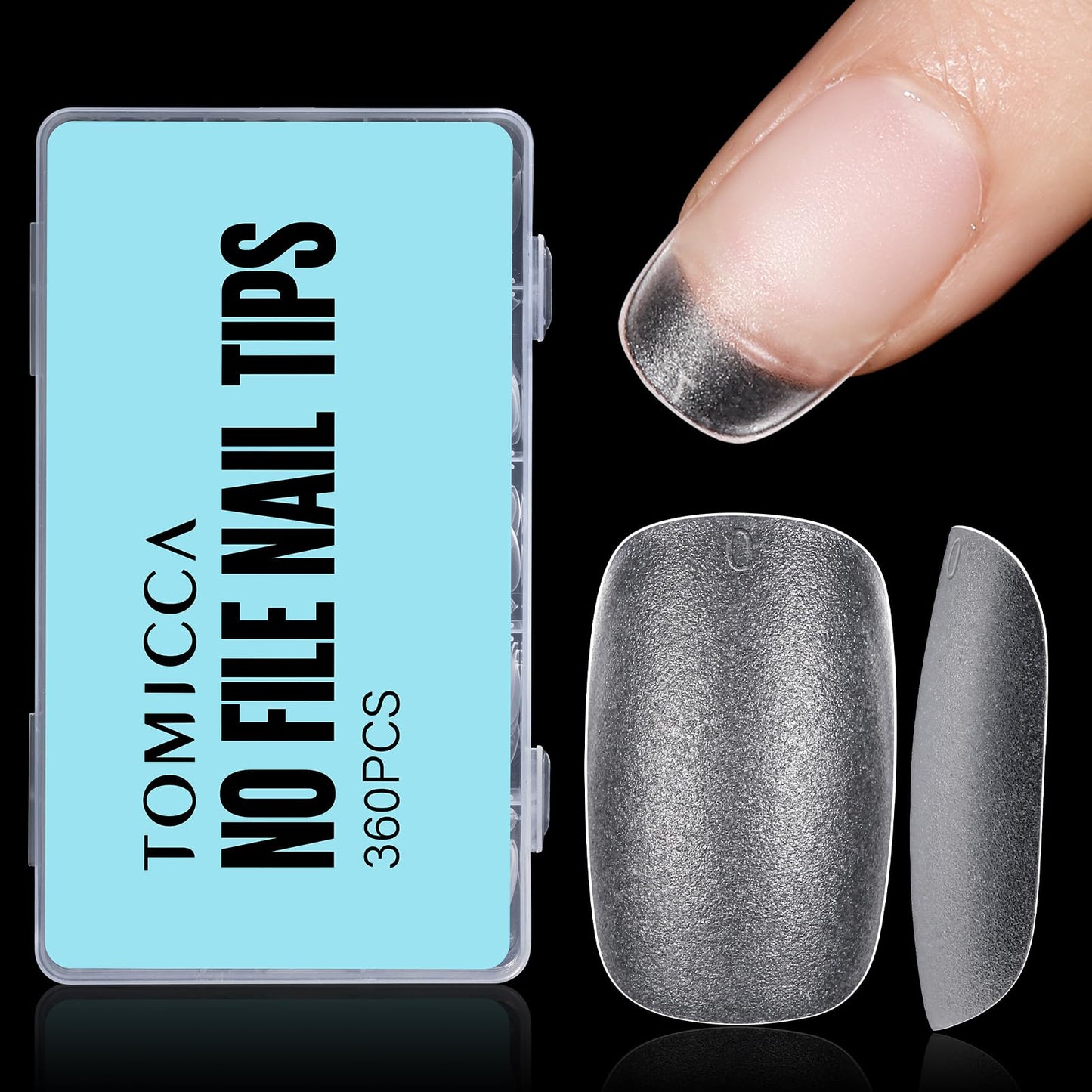 TOMICCA Short Oval Gel Tips, Oval Gel Nail Tips, No File Full Cover Press On Nails, Double Sided Matte Nail Tips, 360Pcs 15 Sizes Professional Nail Salon Manicure at Home for Girls and Women