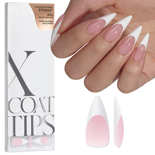 BTArtboxnails French Gel Nail Tips - Long Stiletto Press on Nails Pink XCOATTIPS for Nail Extensions DIY