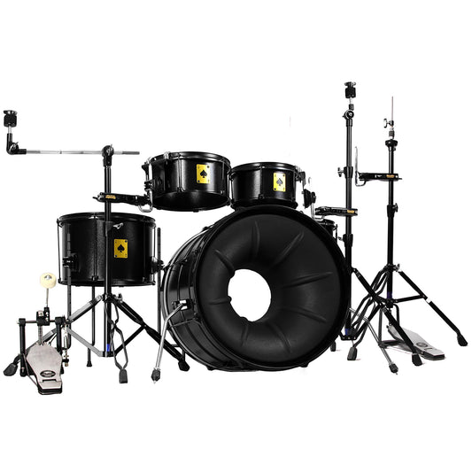 Beatello Metal Drum Set for Adults, 5-Piece Complete Acoustic Drum Kit with Independent Tom-Tom, Professional Resonant Metal Shells & Heavy Duty Stands for Beginners & Studio, Sleek Black
