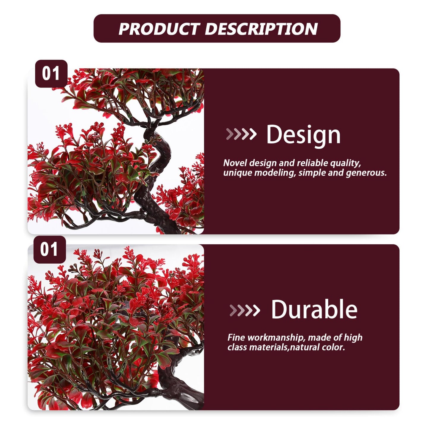 EXCEART Artificial Bonsai Tree Faux Potted Plant Desktop Ornament 14.17X11.81X3.93In Simulated Greenery Home Office D Cor No Maintenance