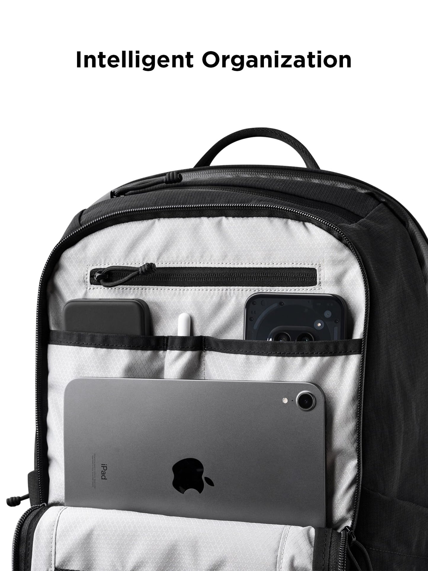 ALPAKA Elements Backpack Pro 24L - Black Laptop Backpack Fits 16'' Laptop with Dual Bottle Pockets, Travel Backpack for Men, Weather-Resistant 400D Axoflux Fabric for Business or College
