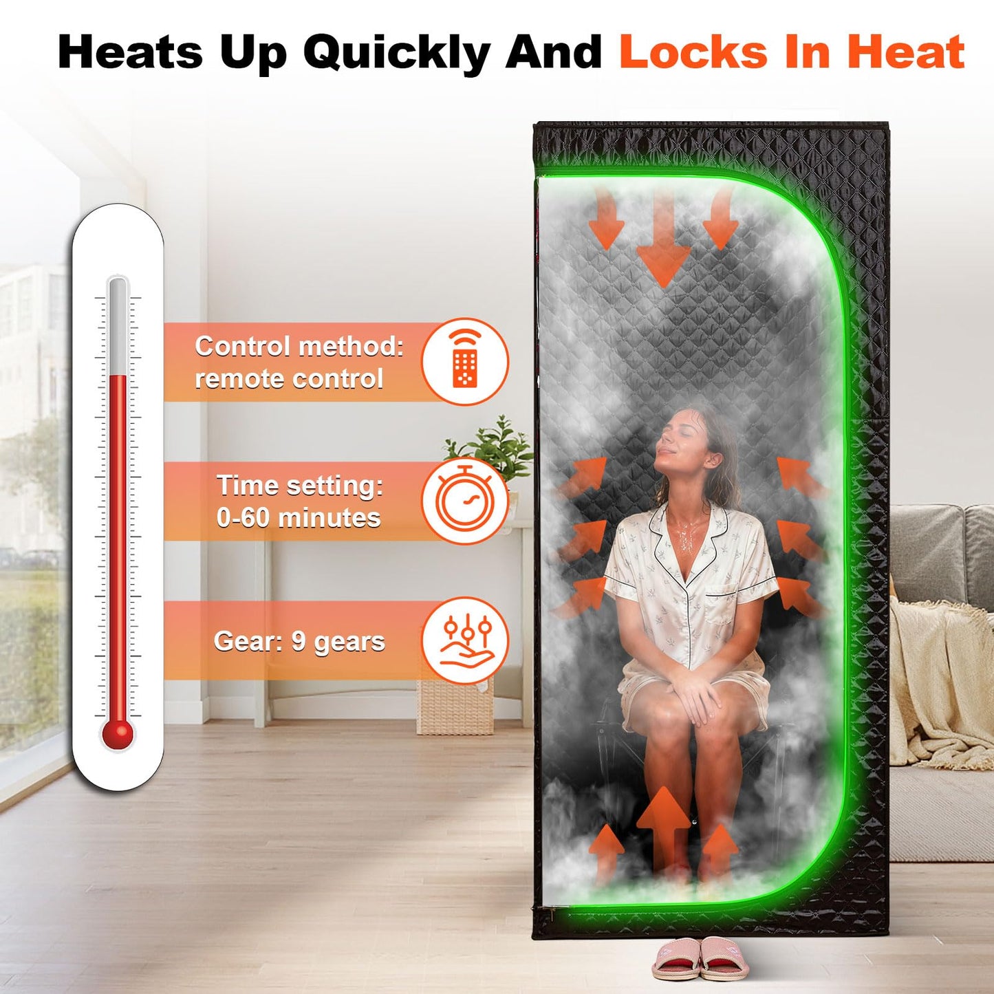 Fulove Steam Sauna Tent for Home, Portable Indoor Sauna with Powerful Steam Heating, Foldable Personal Spa for Relaxation & Recovery (Single Rectangular, Black)