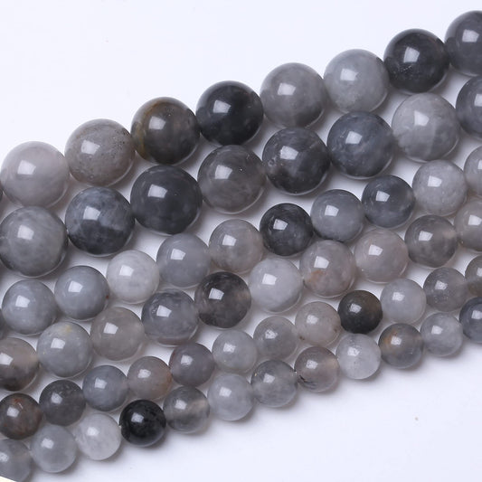 10MM Grey Crystal Round Loose Beads Natural Gem Beads Crystal Energy Stone Beads for Jewelry Making DIY Bracelet Necklace