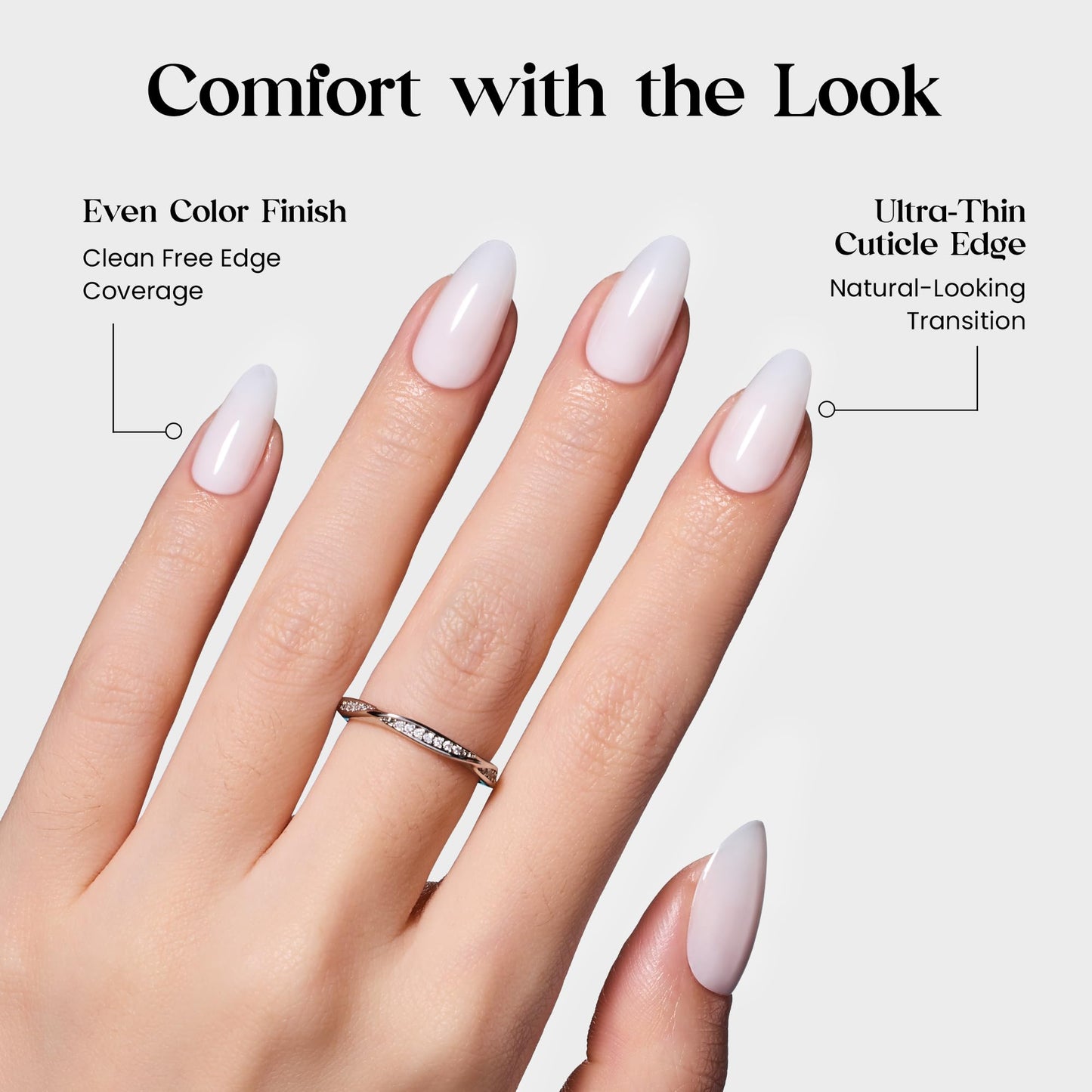 Beetles Natural Milky White Short Oval Press On Nails - White Press On Nails Short Oval with Nail Glue, Salon Quality in 16 Sizes - 32Pcs Soft Nail Gel Nail Kit Gift for Women