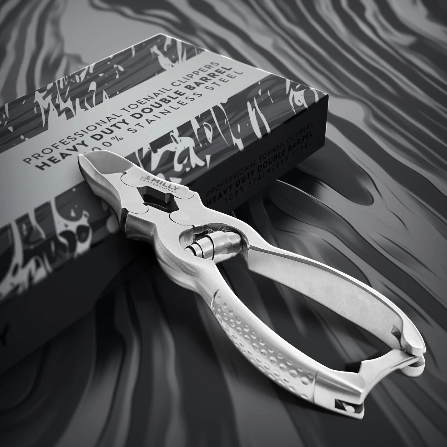 By MILLY High Carbon Steel Professional Nail Clippers for Seniors & Podiatrist Toenail Clippers | Hammer Forged to Trim Thick or Hard Toenails | Heavy Duty Toenail Clippers for Thick Toenails (Silver)