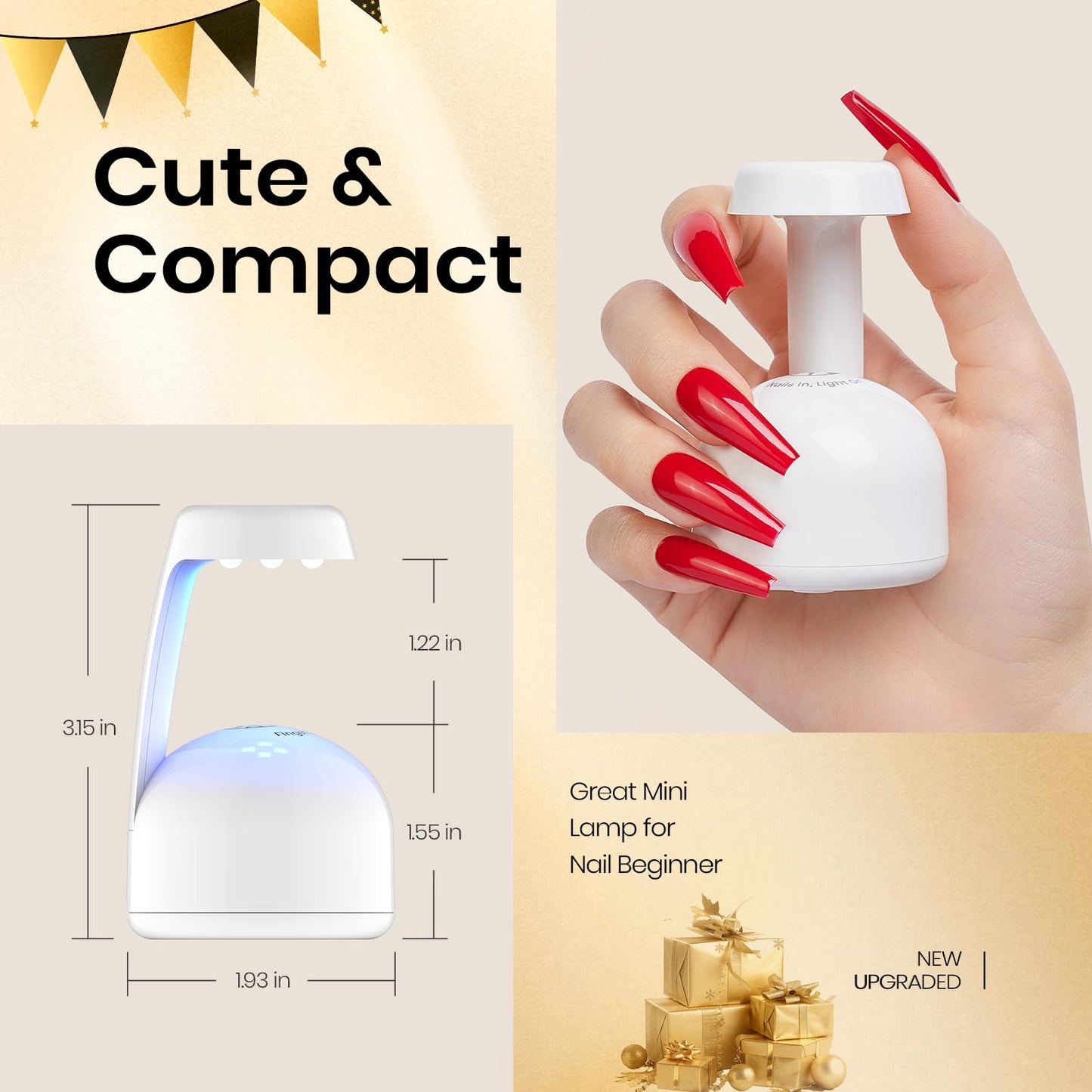 Beetles Mini Uv Light for Gel Nails Flash Curing Innovative with Smart Sensor for Easy and Fast Extension System, Portable Manicure Uv Led Light for Gel Nail Polish Diy