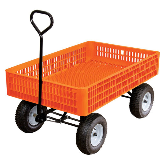 A.M. Leonard Orange Utility Wagon with Flat-Free Tires - 30 x 46 x 7.5 Inch Tray
