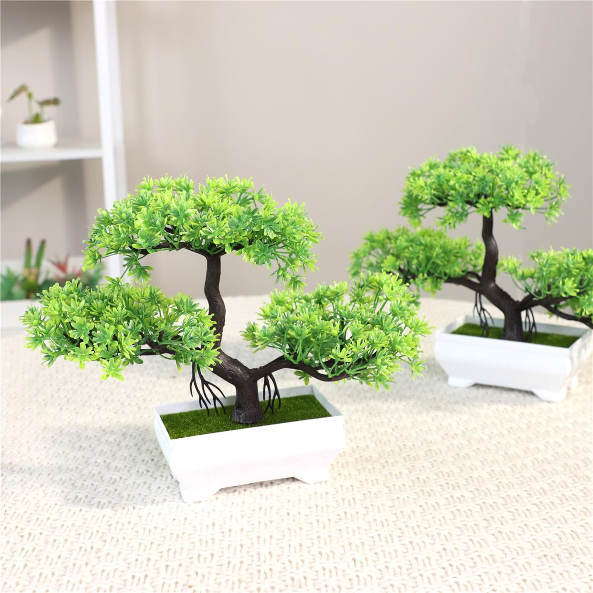 AzureLeap Artificial Bonsai Tree Cloud Pine Bionic Plant Indoor Small Fake Plants Decor Zen Garden Desk Home Desktop Office Bathroom Shelf Bedroom Living Room Decorations (Green)
