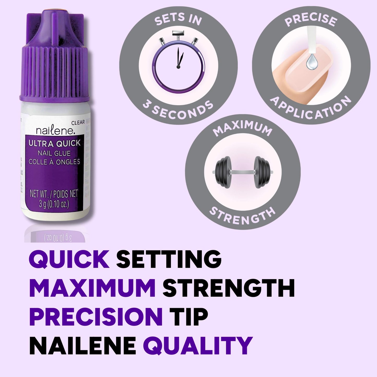 Nailene Ultra Quick Nail Glue Value Pack, Clear, Pointed Tip Precise Application, Super Fast Setting, Quick Drying, Maximum Strength, Strong Nail Glue for Press Ons and Nail Tips, 6 Piece