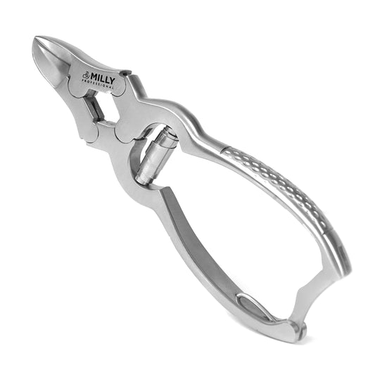 By MILLY High Carbon Steel Professional Nail Clippers for Seniors & Podiatrist Toenail Clippers | Hammer Forged to Trim Thick or Hard Toenails | Heavy Duty Toenail Clippers for Thick Toenails (Silver)