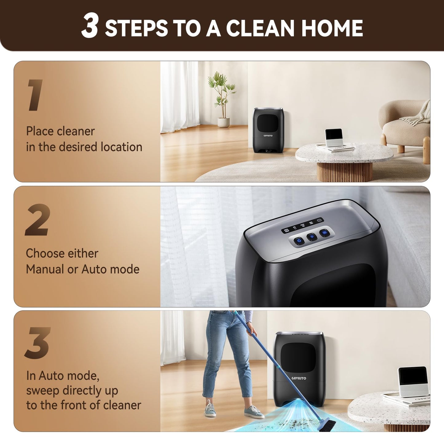 Pro Touchless Vacuum Automatic Dustpan - Ultra Fast & Powerful - Great for Sweeping Salon Pet Hair Food Dirt Kitchen, Canister Vacuum Cleaner Trash Can, Bagless, Auto Sensors, 1500 Watt (Gun Gray)