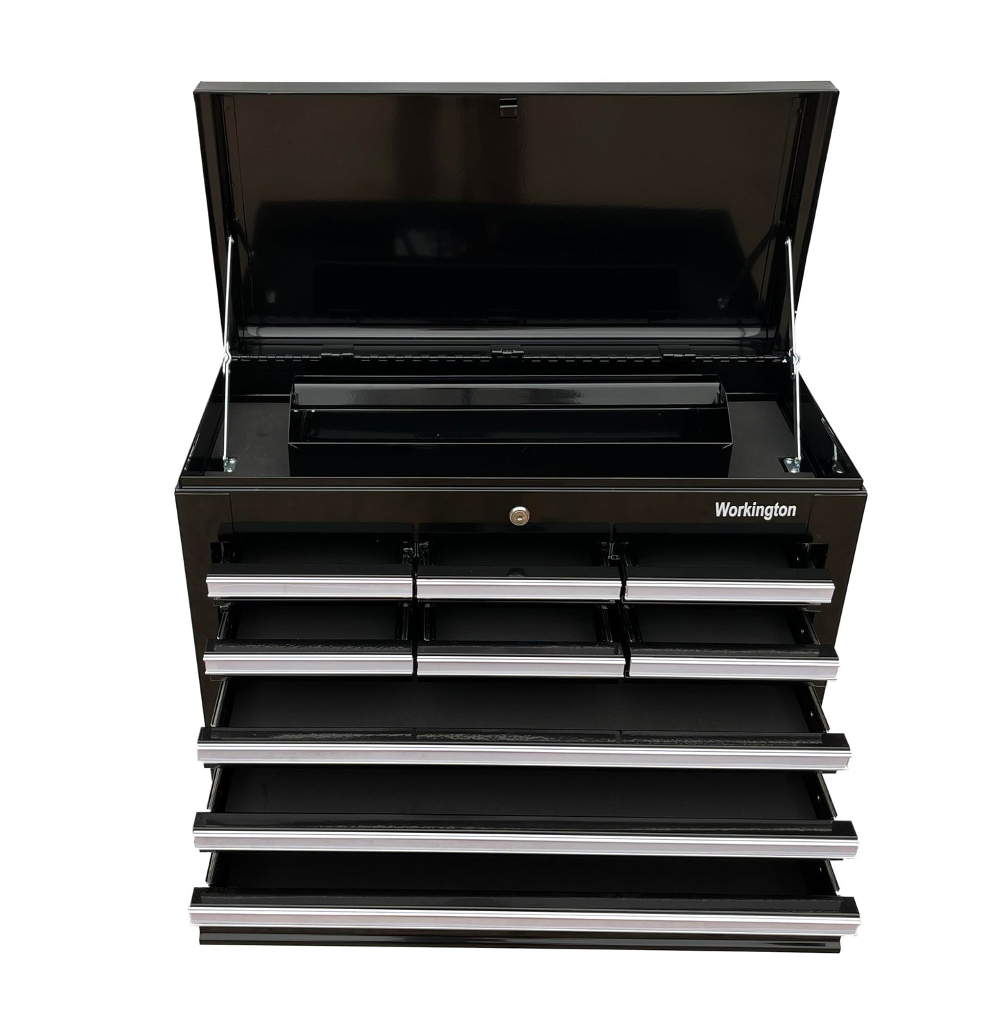 Workington Professional Industrial Portable Metal Tool Chest with 9 Drawers, 26" 9-Drawer Tool Chest Cabinet with Ball Bearing Drawer Slides, Steel Tool Storage Box Organizer 4016 Black